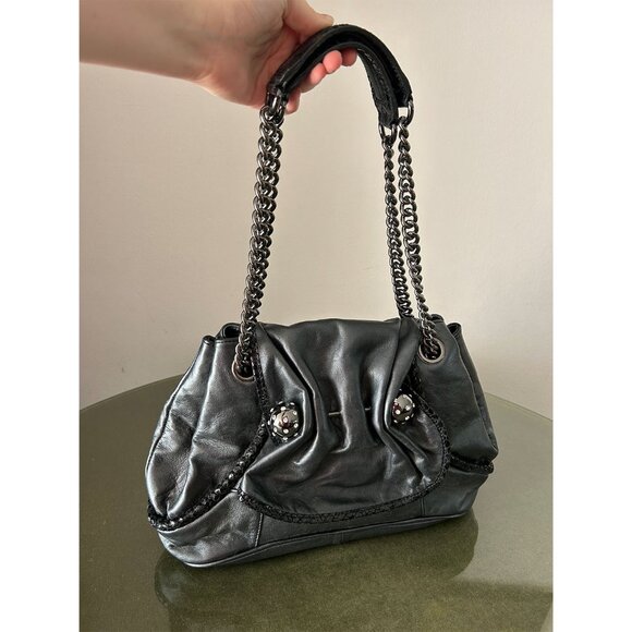 Betsey Johnson Handbags - Betsey Johnson NWOT Vintage Piereced Black Leather Shoulder Bag